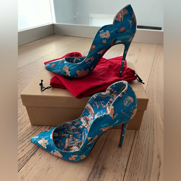 💙 Christian Louboutin Hot Chick 100 Odissey Patent Pumps Heels Greek Myk… - Picture 7 of 11